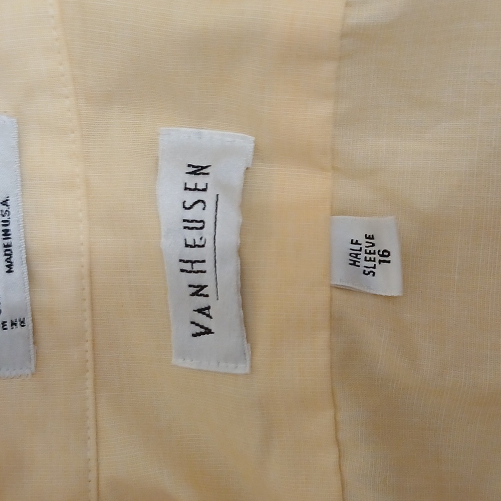 Van Heusen Yellow Wrinkle Free Oxford Neck 16 Long Sleeve Shirt - Picture 7 of 7